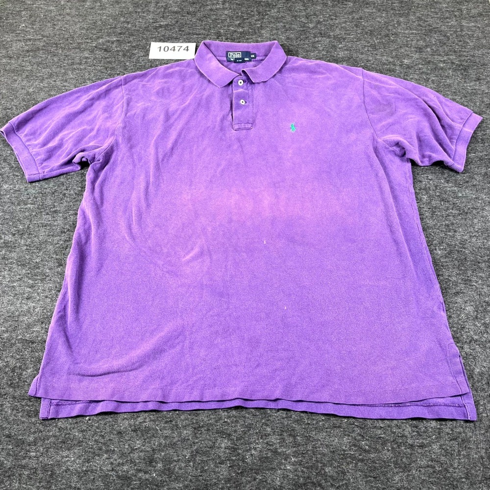 Y2K Polo Ralph Lauren Shirt Mens 2XL Purple Cotton Pony Logo Tennis Golf